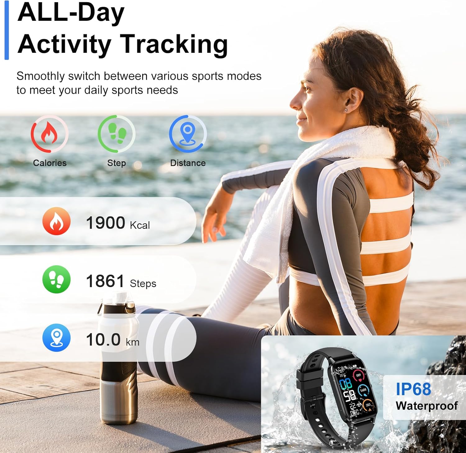 Smart Watch for Men Women, 1.57" Smartwatch (Answer/Make Call) , Fitness Tracker with 110+ Sport Modes, Heart Rate/Sleep Monitor, IP68 Waterproof, Bluetooth Calls, Smartwatches for Android iOS Black - Image 5