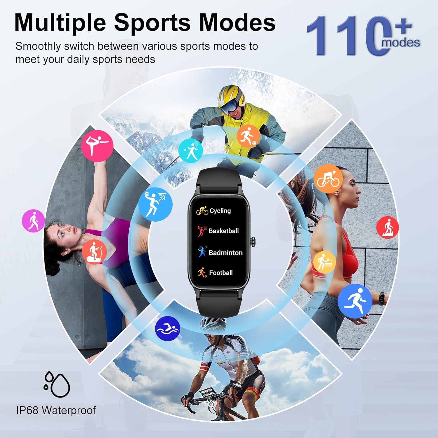 Smart Watch for Men Women, 1.57" Smartwatch (Answer/Make Call) , Fitness Tracker with 110+ Sport Modes, Heart Rate/Sleep Monitor, IP68 Waterproof, Bluetooth Calls, Smartwatches for Android iOS Black - Image 7